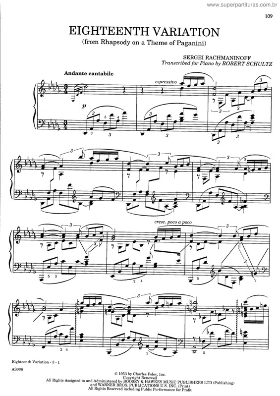 Super Partituras Rapsódia Sobre Um Tema De Paganini v.4 (S. Rachmaninoff) Super Partituras Rapsódia Sobre Um Tema De Paganini v.4 (S. Rachmaninoff)