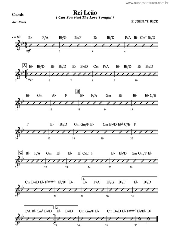 Super Partituras Rei Leão v.4 (Elton John, T. Rice), com cifra