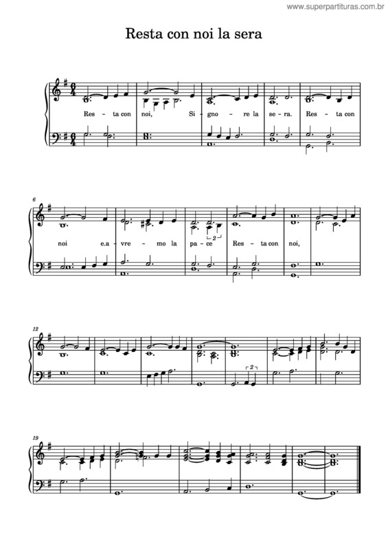 Resta Con Noi Signore La Sera Testo Super Partituras - Resta Con Noi Signore La Sera (Domenico Marchetta)