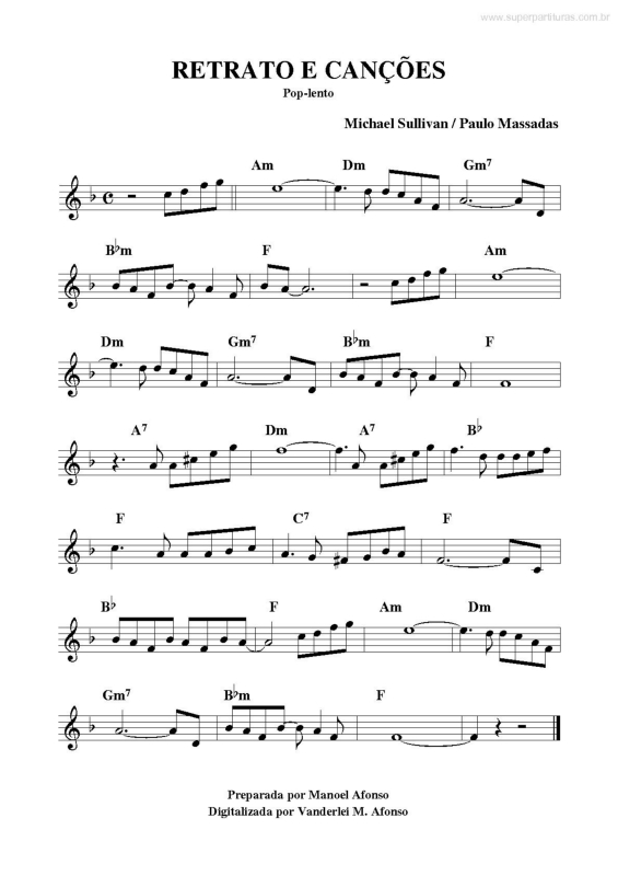 Super Partituras - Retrato e Canções (Michael Sullivan, Paulo Massadas ...