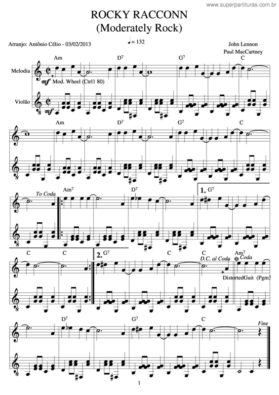Super Partituras - Rocky Raccoon v.3 (John Lennon, Paul McCartney), com