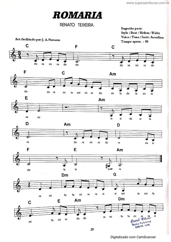 Super Partituras Romaria v.4 (Renato Teixeira), com cifra
