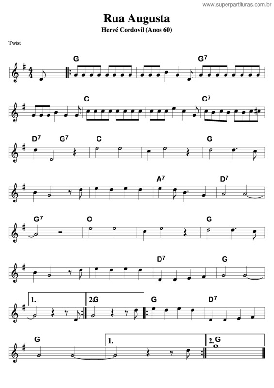 Super Partituras Rua Augusta (Anos 60) (Hervê Cordovil), com cifra
