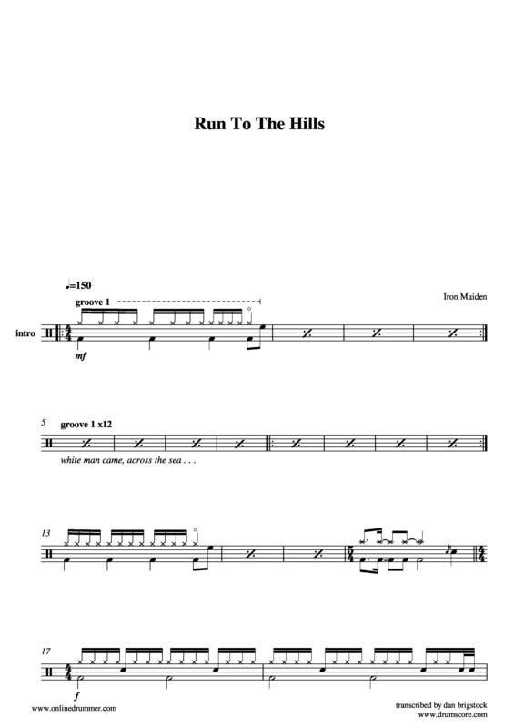Super Partituras - Run To The Hills (Iron Maiden)