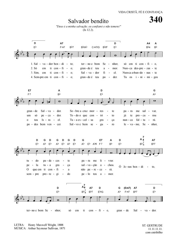 Super Partituras Salvador Bendito Hinário Do Culto Cristão Com Cifra