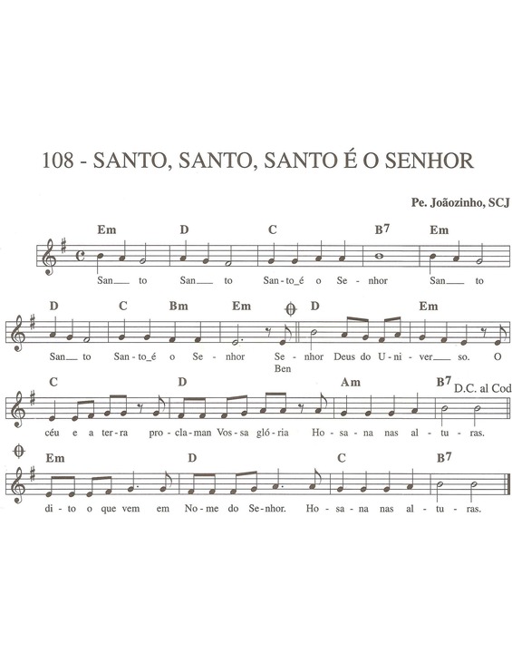Super Partituras Santo Santo Santo é o Senhor (Músicas Cristãs), com