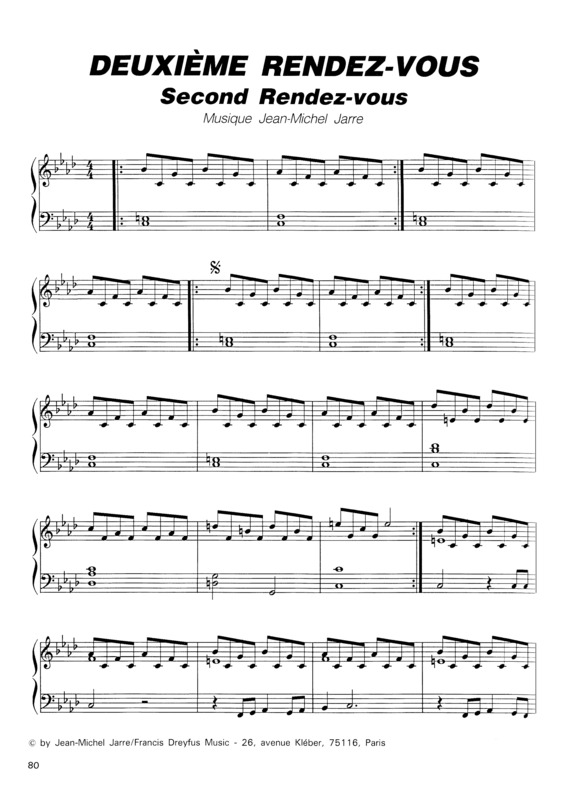 Super Partituras Second Rendez Vous (Jean Michel Jarre), com cifra