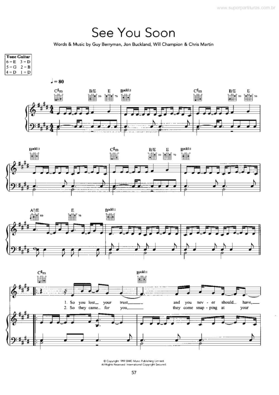 Super Partituras See You Soon (Coldplay, Guy Berryman, Chris Martin