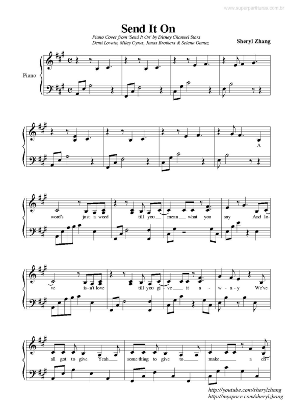 Super Partituras - Send It On (Miley Cyrus, Demi Lovato, Jonas Brothers ...