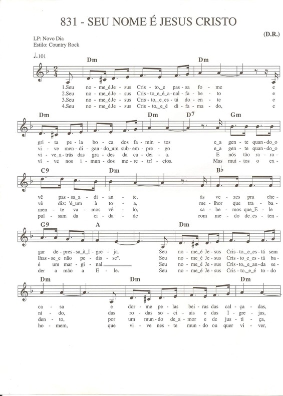 Super Partituras - Seu Nome É Jesus Cristo (Músicas Cristãs), com cifra