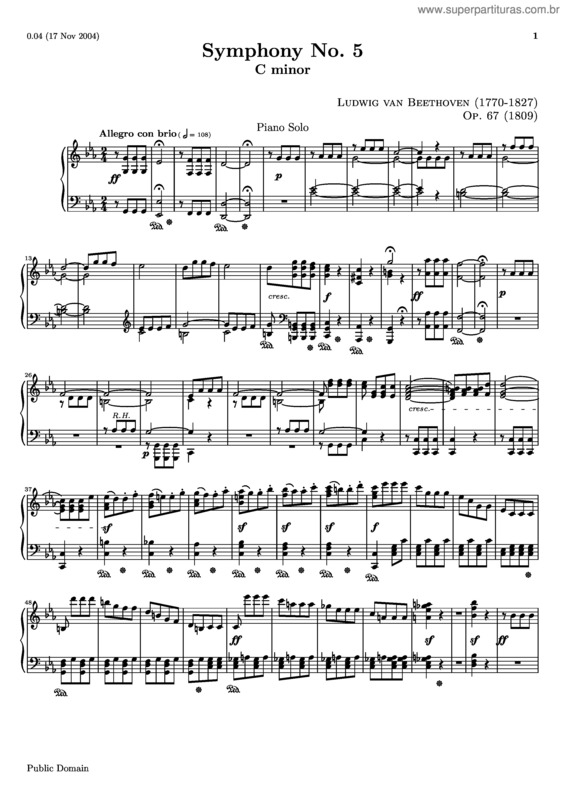 Super Partituras Sinfonia n.º 5 (Ludwig Van Beethoven) Super Partituras Sinfonia n.º 5 (Ludwig Van Beethoven)