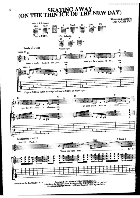 Super Partituras Skating Away (On the Thin Ice of the New Day) (Ian