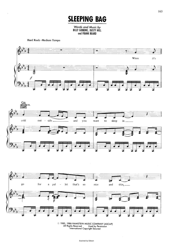 Super Partituras Sleeping Bag v.2 (ZZ Top, Billy Gibbons, Dusty Hill