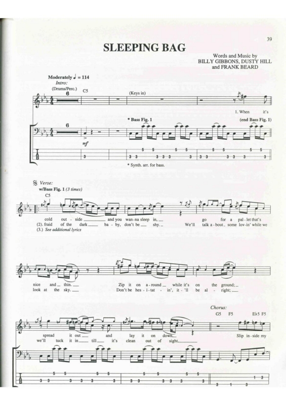 Super Partituras Sleeping Bag v.3 (Billy Gibbons, Dusty Hill, Frank