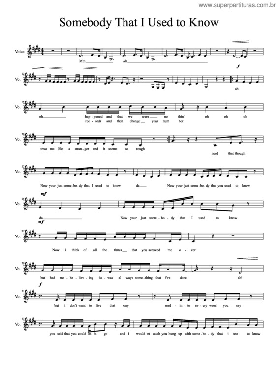 Super Partituras - Somebody That I Used To Know Pentatonix (Gotye)