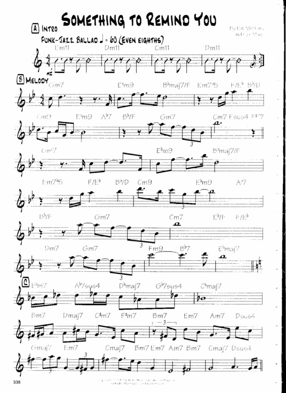 Super Partituras - Something To Remind You (Pat Metheny), com cifra