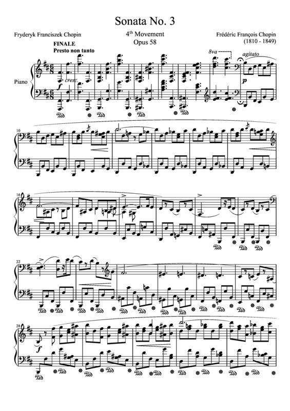 Super Partituras Sonata No. 3 4th Movement (Frédéric Chopin), com