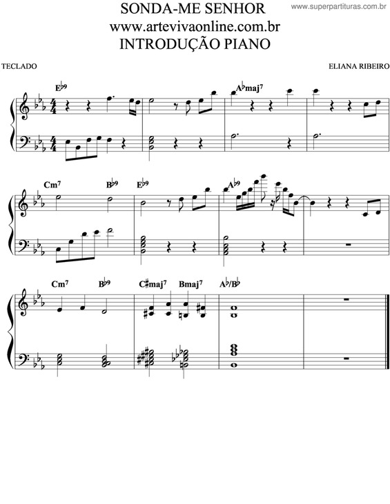 Super Partituras SondaMe Senhor (Introduão Piano) (Eliana Ribeiro