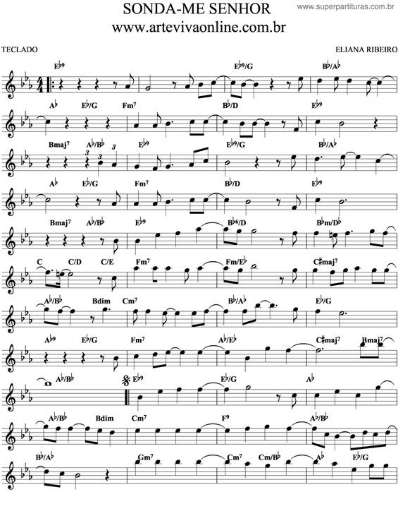 Super Partituras SondaMe Senhor (Eliana Ribeiro), com cifra