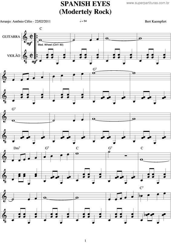 Super Partituras Spanish Eyes (Bert Kaempfert), com cifra