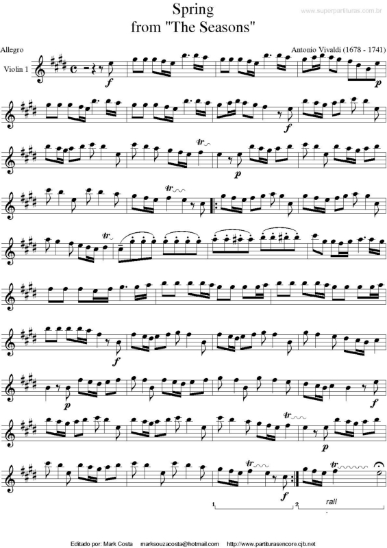 Super Partituras - Spring ( The Seasons) (Vivaldi), com cifra