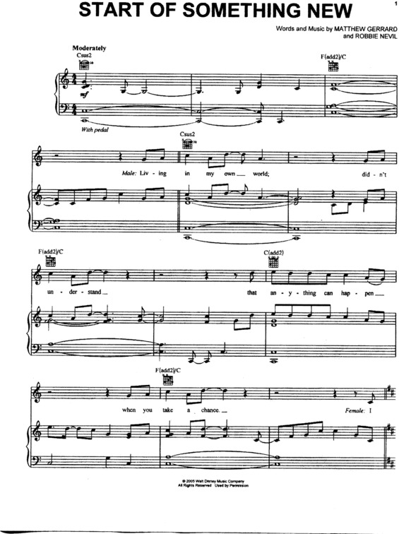 Super Partituras - Start of Something New (High School Musical), com cifra