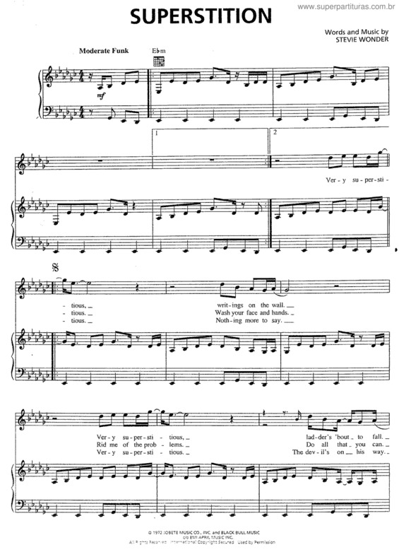Super Partituras Superstition v.2 (Stevie Wonder), com cifra