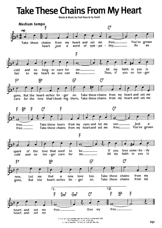 Super Partituras Take These Chains From My Heart (The Real Book Of