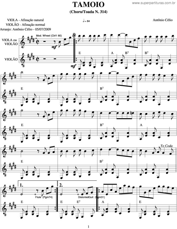 Super Partituras - Tamoio v.2 (Antônio Célio), com cifra