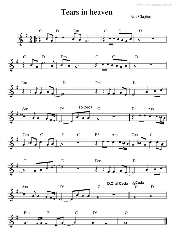 And lyrics in chords pdf tears heaven TEARS IN