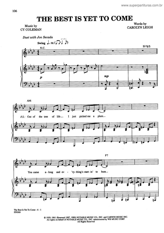 Super Partituras The Best Is Yet To Come (Frank Sinatra), com cifra