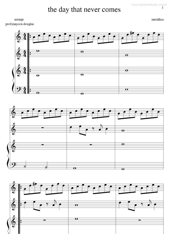 Super Partituras - The Day That Never Comes (Metallica)