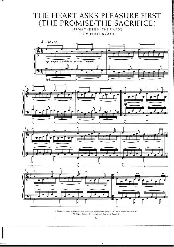 Super Partituras The Heart Asks Pleasure First (The Piano) (Temas