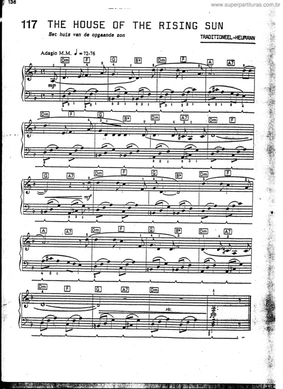 Super Partituras The House Of The Rising Sun v.2 (The Animals), com cifra