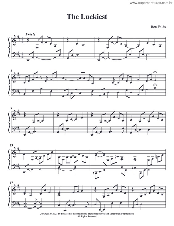 Super Partituras - The Luckiest (Ben Folds), com cifra