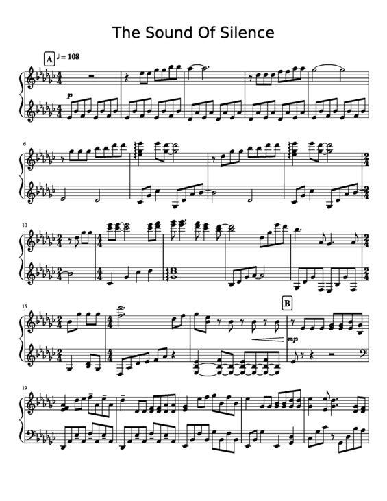 Super Partituras The Sound Of Silence (Simon & Garfunkel), com cifra