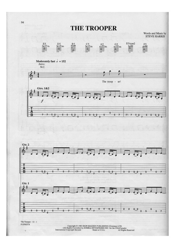 Super Partituras The Trooper v.2 (Iron Maiden), com cifra