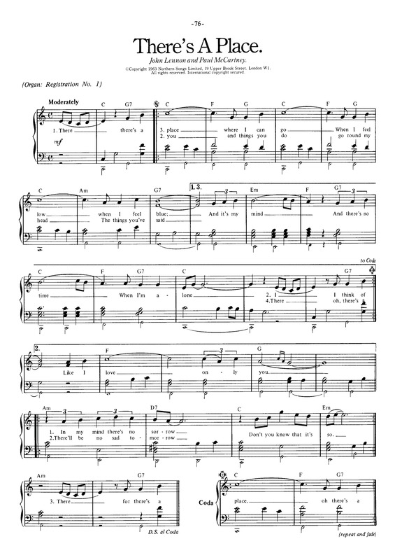 Super Partituras There´s A Place (The Beatles), com cifra