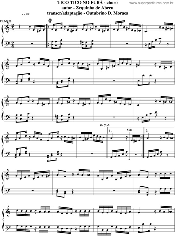 partitura tico tico no fuba piano