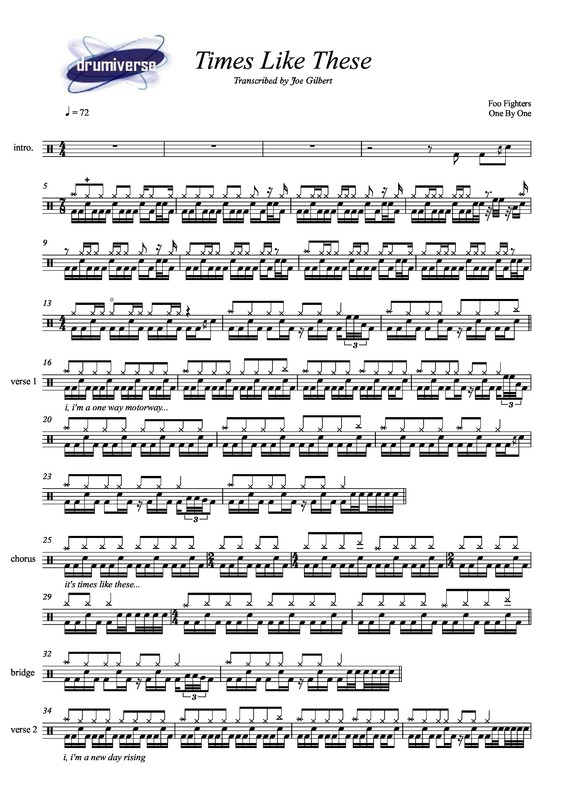 Super Partituras Times Like These v.2 (Foo Fighters)