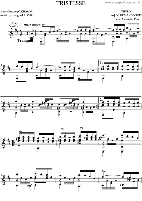 Super Partituras Tristesse (Frédéric Chopin), com