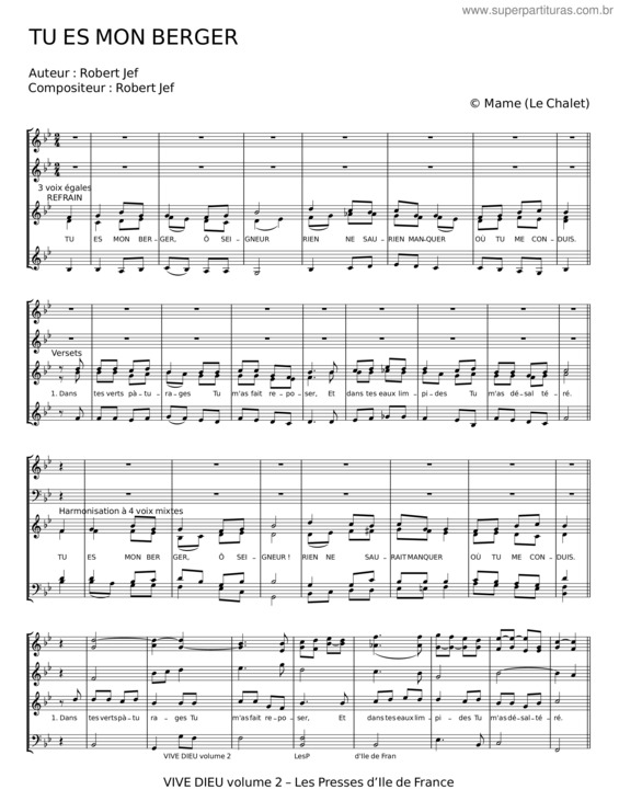 Super Partituras Tu Es Mon Berger Seigneur Robert Jef super-partituras-tu-es-mon-berger-seigneur-robert-jef