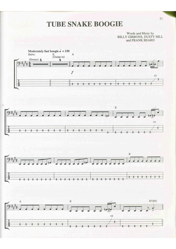 Super Partituras Tube Snake Boogie v.3 (ZZ Top, Billy Gibbons, Dusty