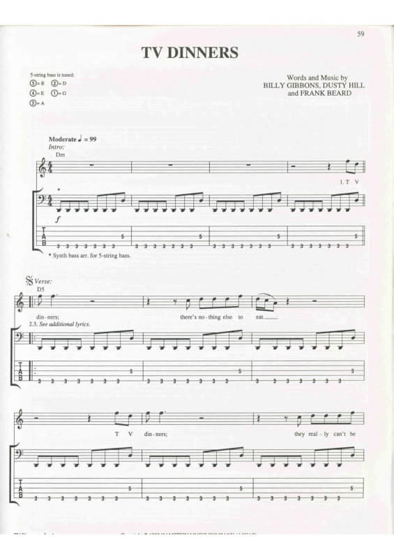 Super Partituras TV Dinners v.4 (Billy Gibbons, Dusty Hill, Frank