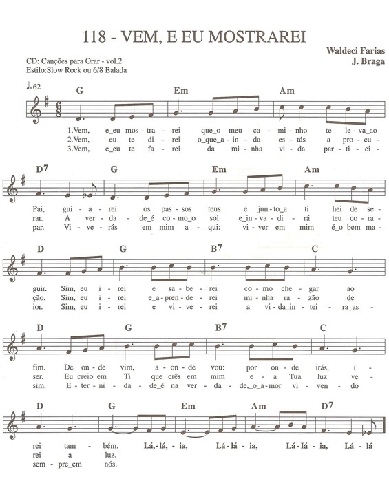 Super Partituras Vem e eu mostrarei