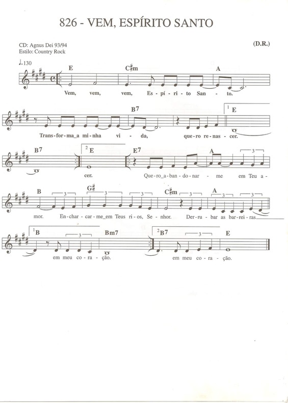Super Partituras Vem Espírito Santo 2 (Músicas Cristãs), com cifra