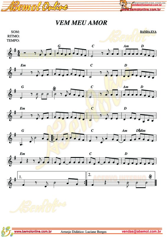 Super Partituras Vem Meu Amor (Banda