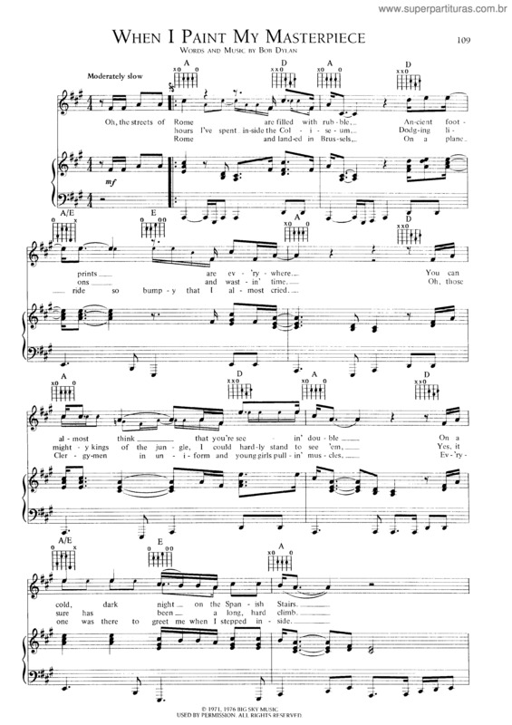 Super Partituras When I Paint My Materpiece (Bob Dylan), com cifra
