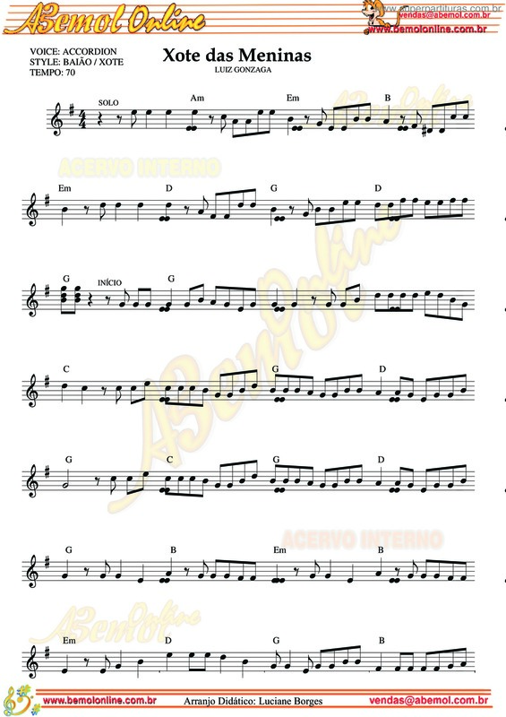 Super Partituras Xote Das Meninas v.8 (Luiz Gonzaga), com cifra