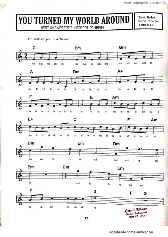 Super Partituras You Turned My World Around (Bert Kaempfert), com cifra
